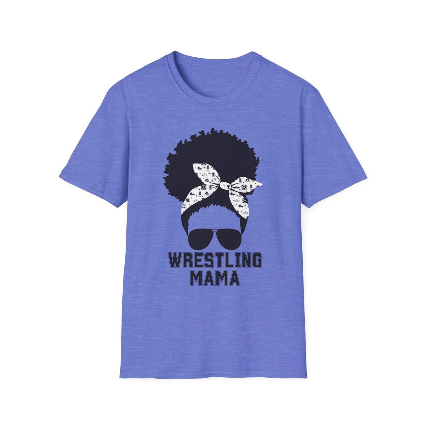 Curly Haired Messy Bun Wrestling Mama T-Shirt