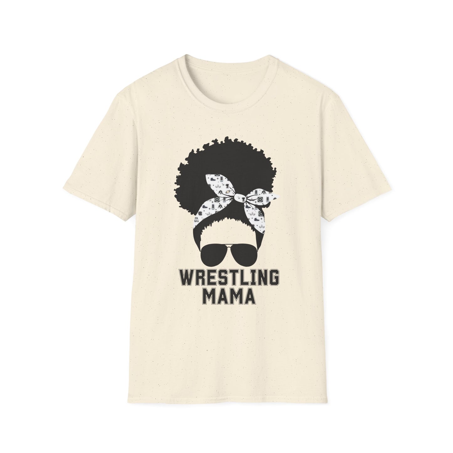 Curly Haired Messy Bun Wrestling Mama T-Shirt