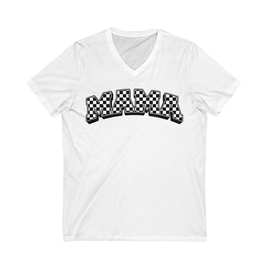 Checkered Mama V-Neck Tee