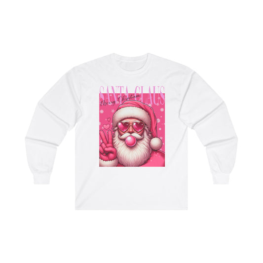 Santa Bubblegum Pink Long Sleeve Tee - Christmas Themed