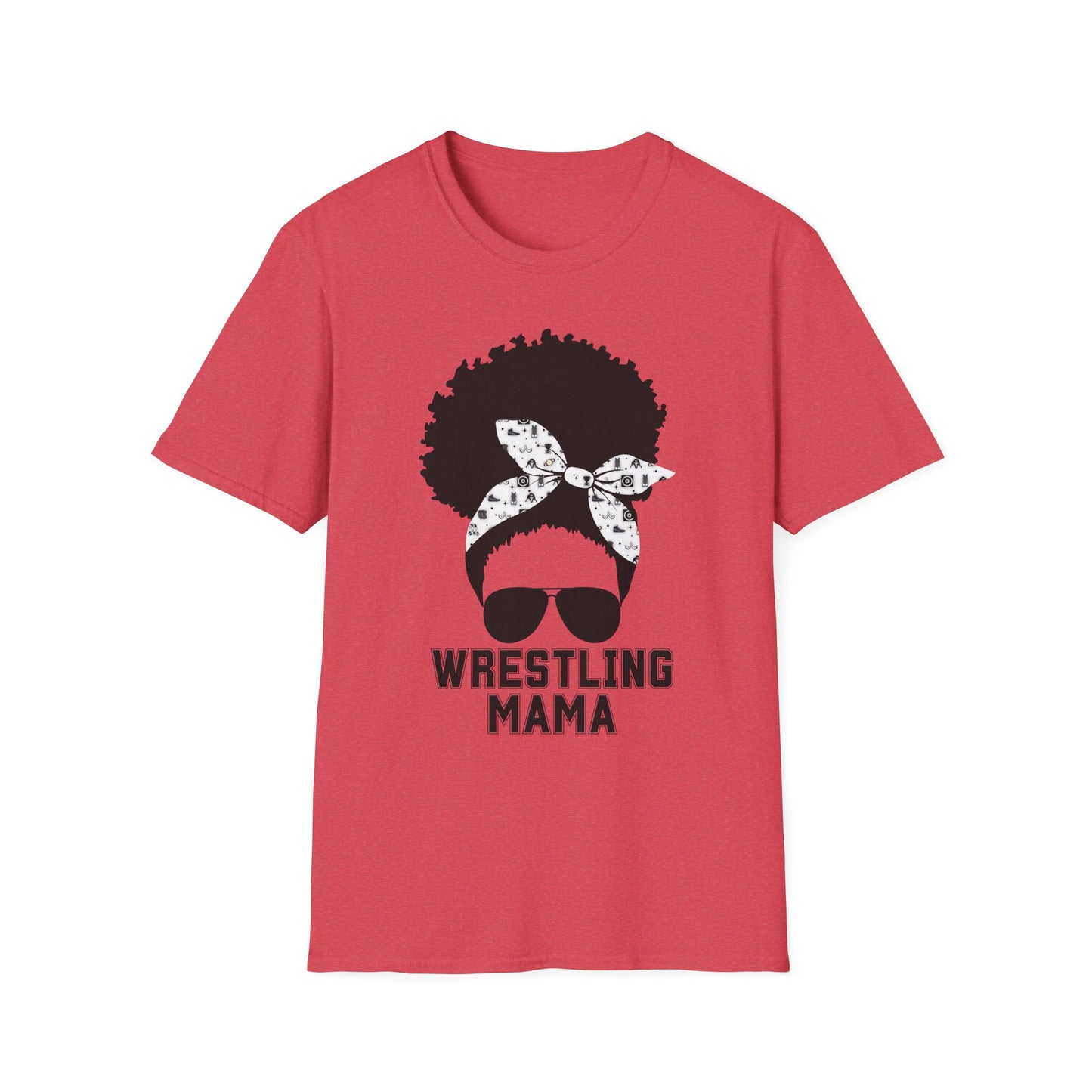 Curly Haired Messy Bun Wrestling Mama T-Shirt