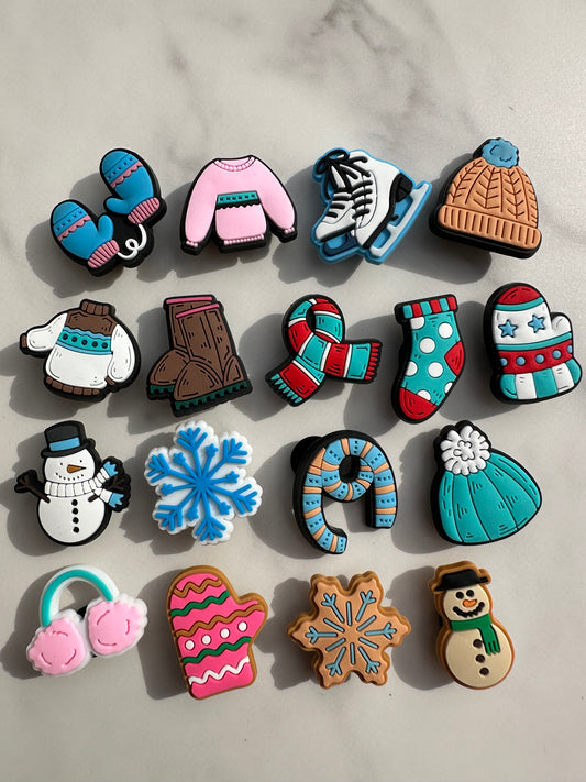 “Winter Wonderland Croc Charms - Ice Skates, Scarves, Boots, Mittens & More