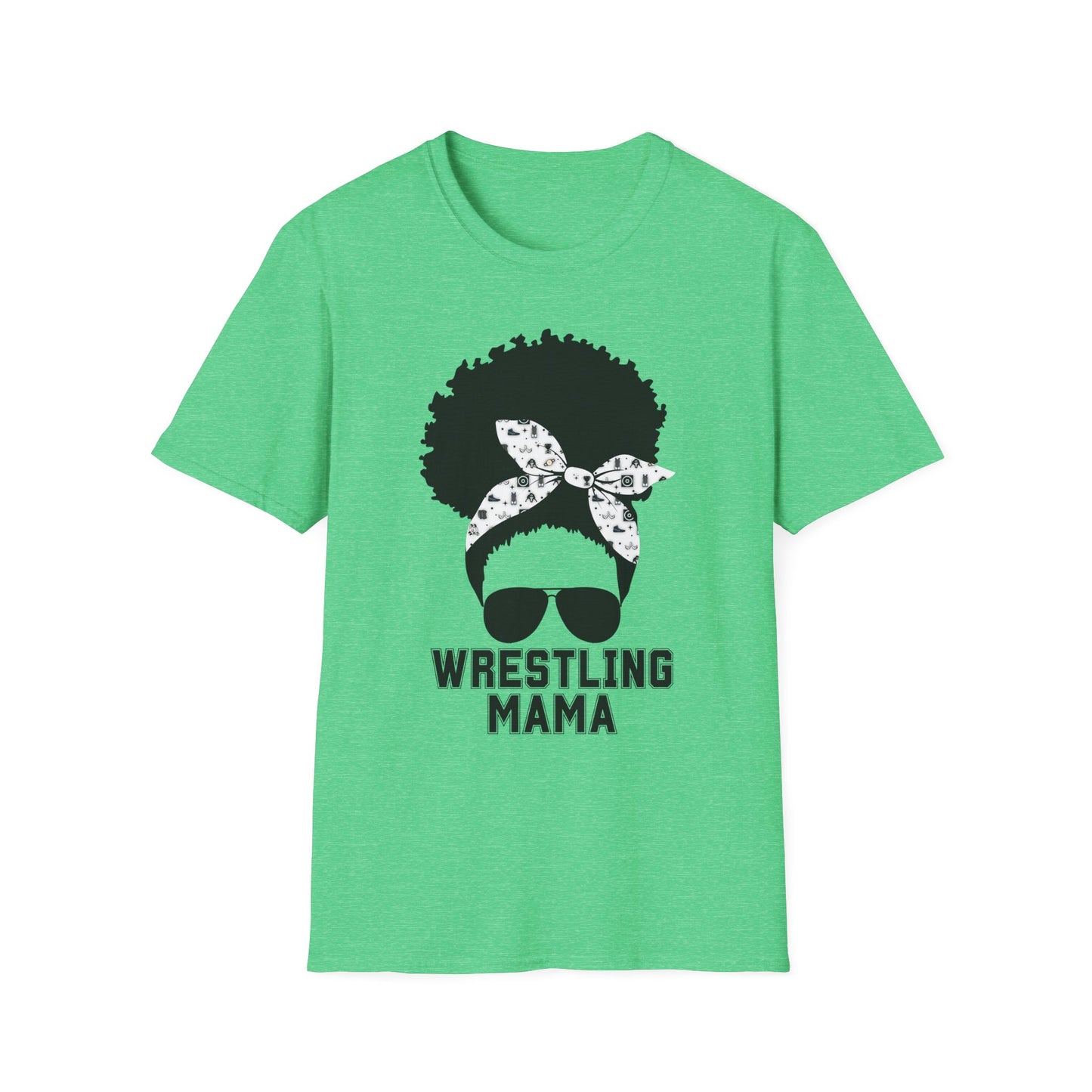 Curly Haired Messy Bun Wrestling Mama T-Shirt