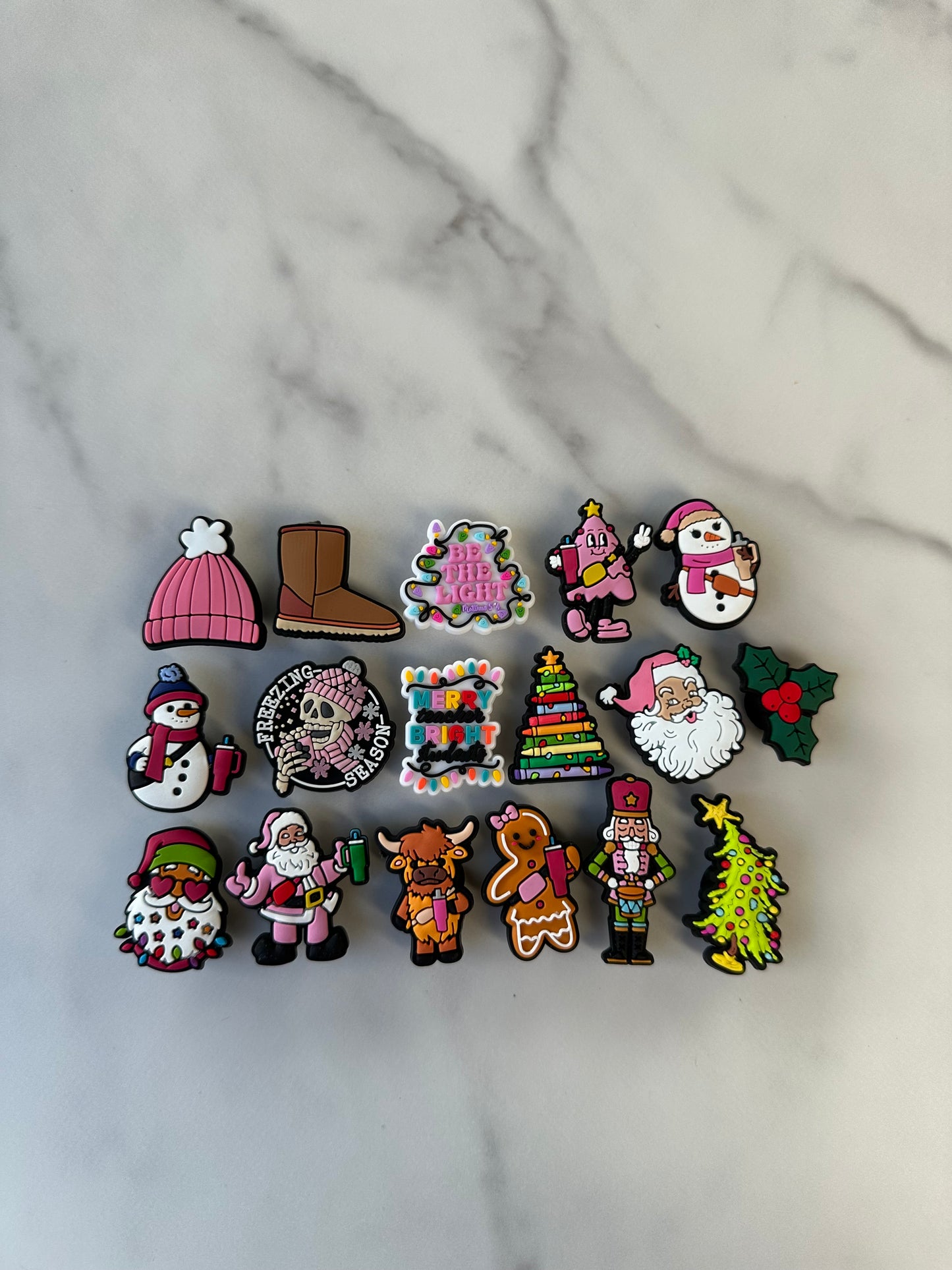 Christmas Croc Charms - Santa with Tumbler, Gingerbread Woman, Snowmen & More