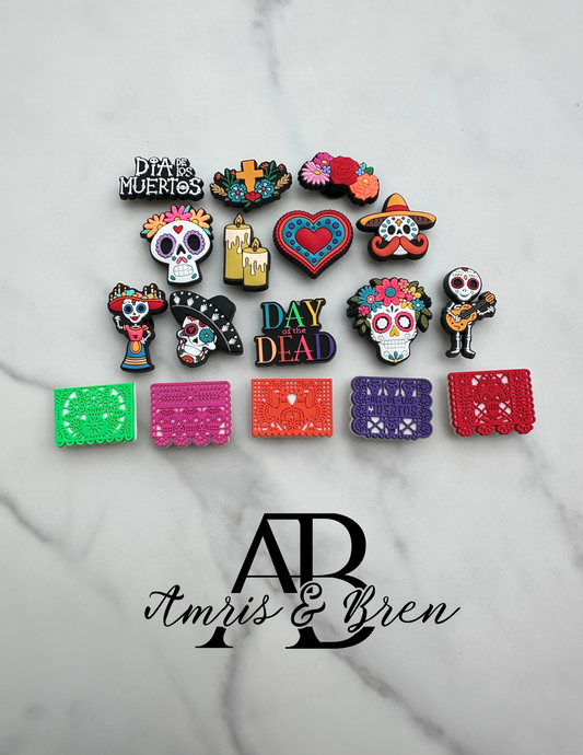 Day of the Dead Croc compatible Charms | Dia de los Muertos Croc Accessories | Festive Shoe Charms