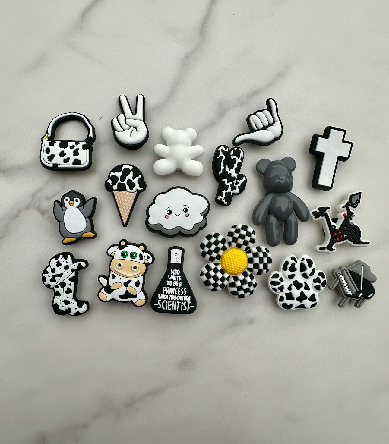 Black and white  cow print Croc compatible charms, Retro checkered shoe charms, cross charm