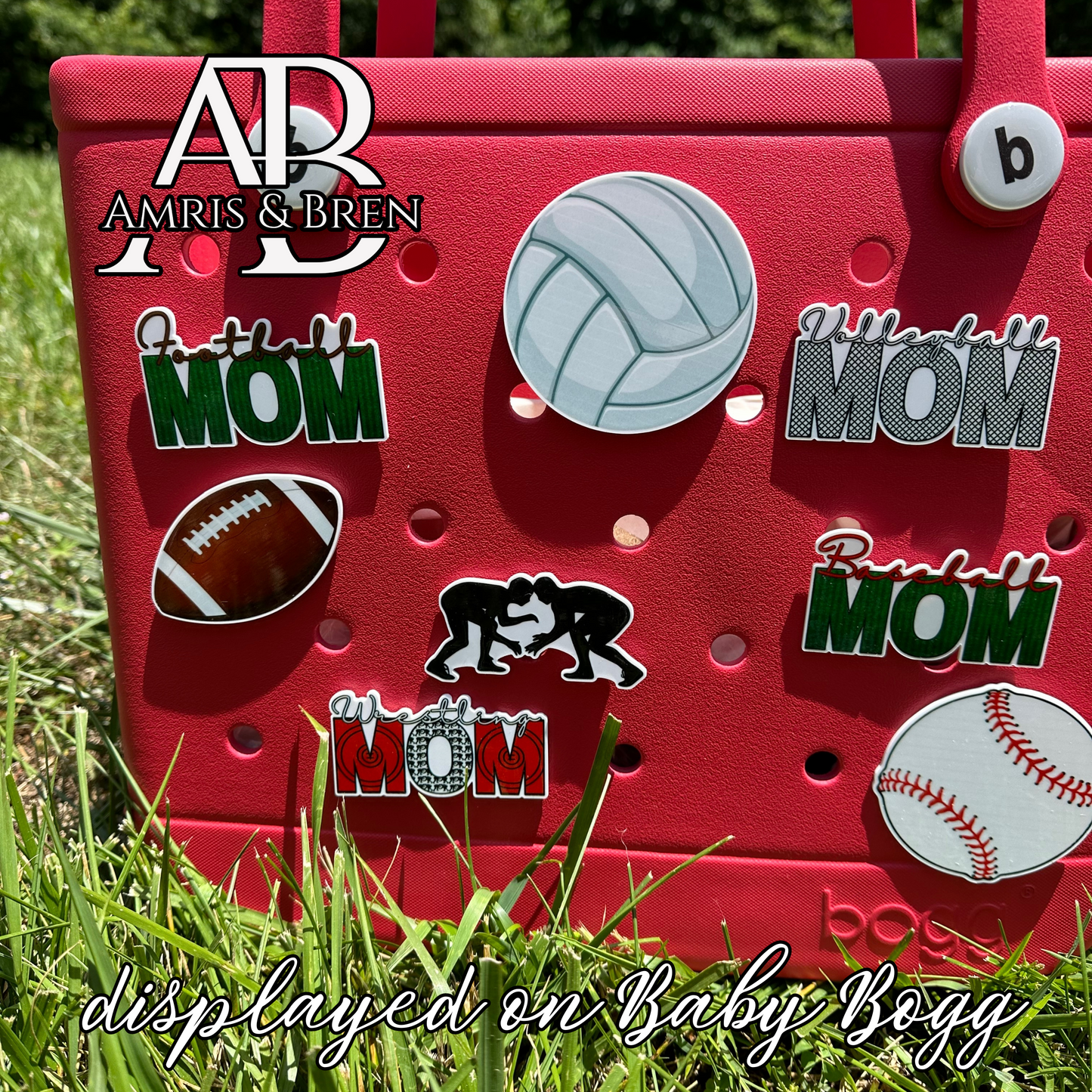 Sports themed charms for Bogg bags, Bogg compatible football mom, wrestling mom, volleyball mom, baseball mom