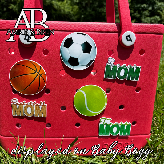 Sports compatible charms for Bogg bags, basketball themed charms for Bogg bag, tennis mom, basketball mom, soccer mom,