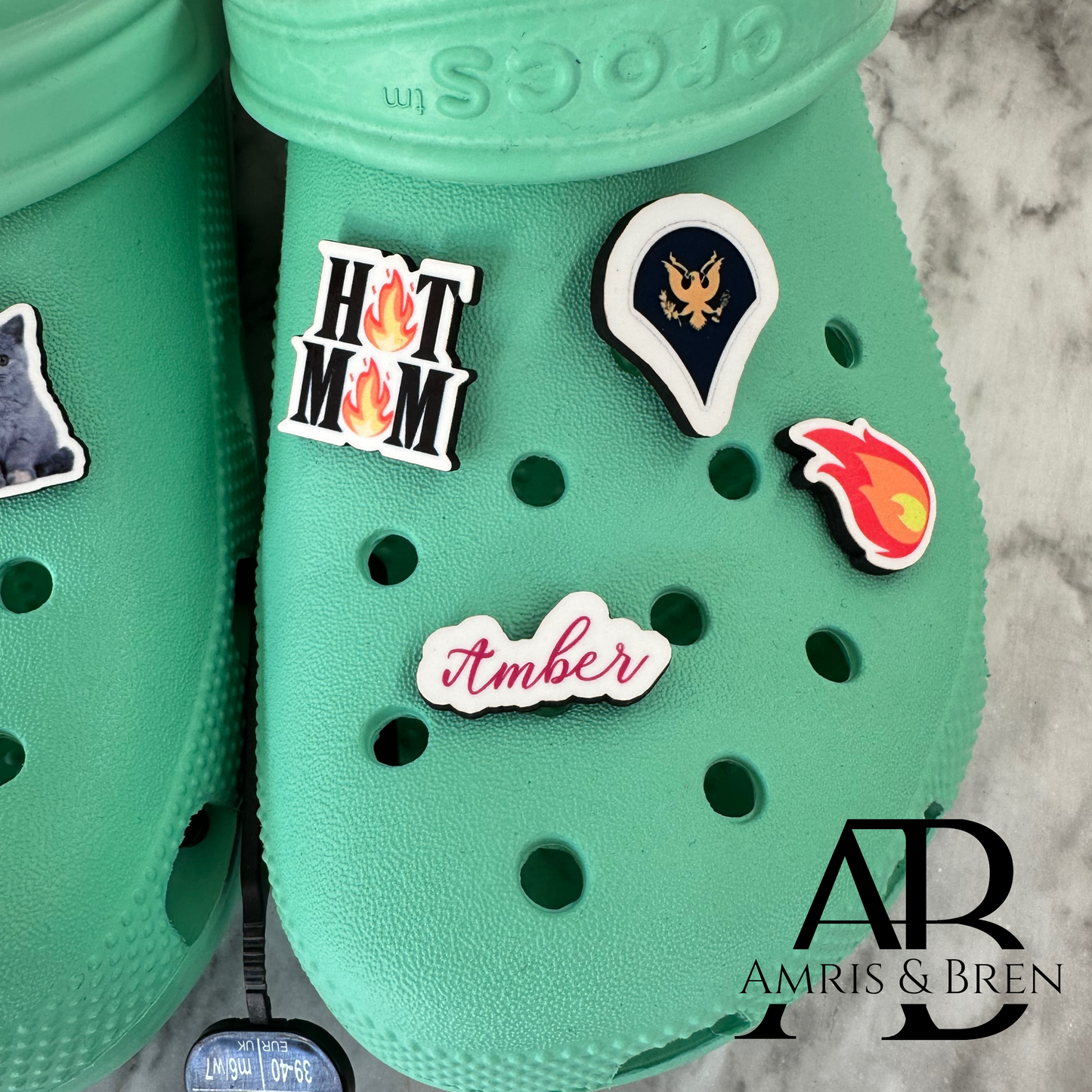 Croc compatible custom design shoe charms, picture charms, custom name, date charms