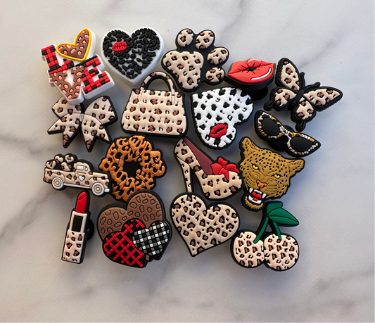 Cute leopard print shoe charms for Crocs, trendy croc compatible charms