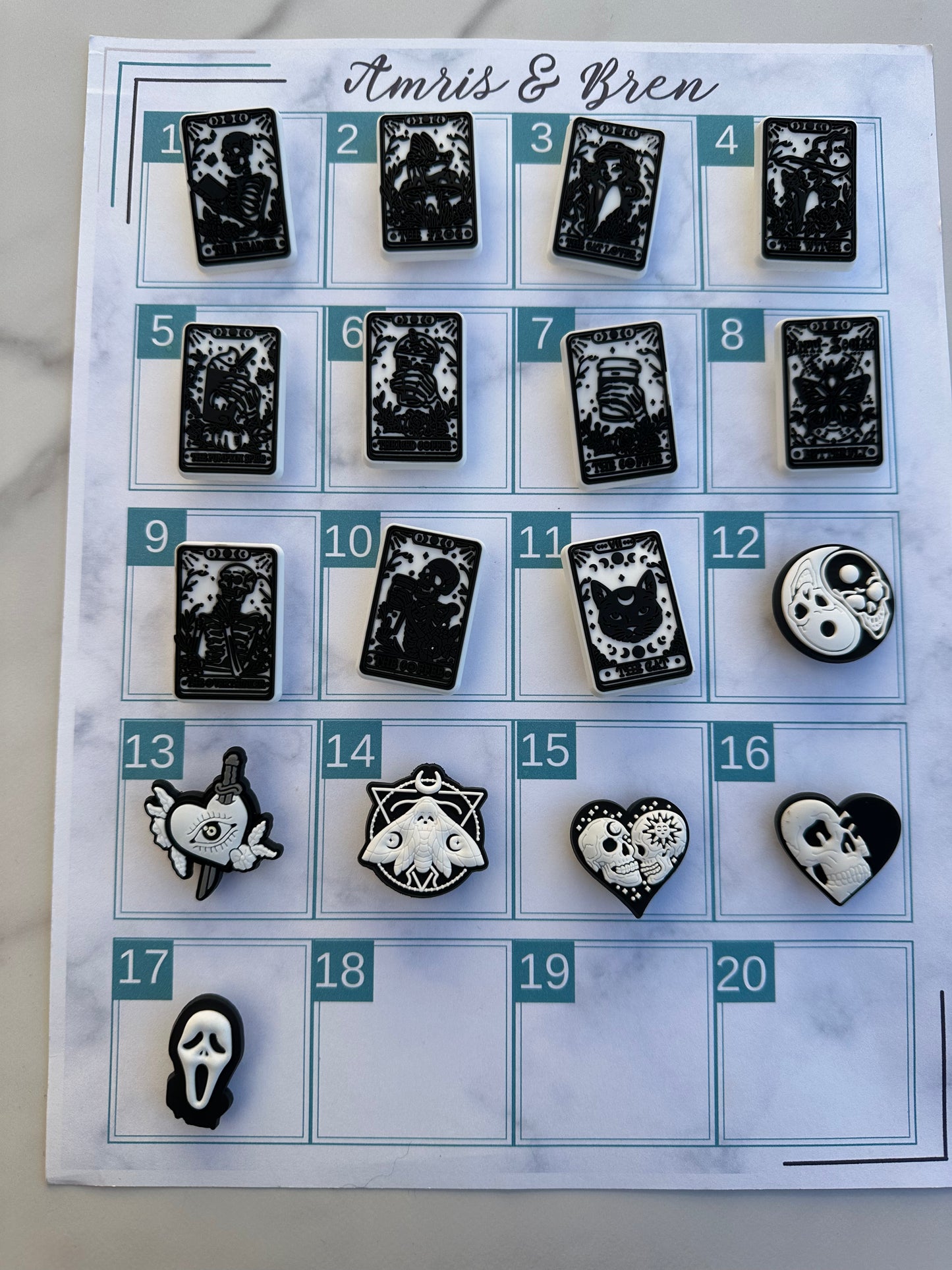 Croc compatible Gothic Tarot and Horror-Themed Charms - Unique shoe charms for Crocs