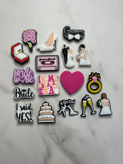 Wedding themed charms for Crocs, Croc compatible bride charms, love themed shoe charms