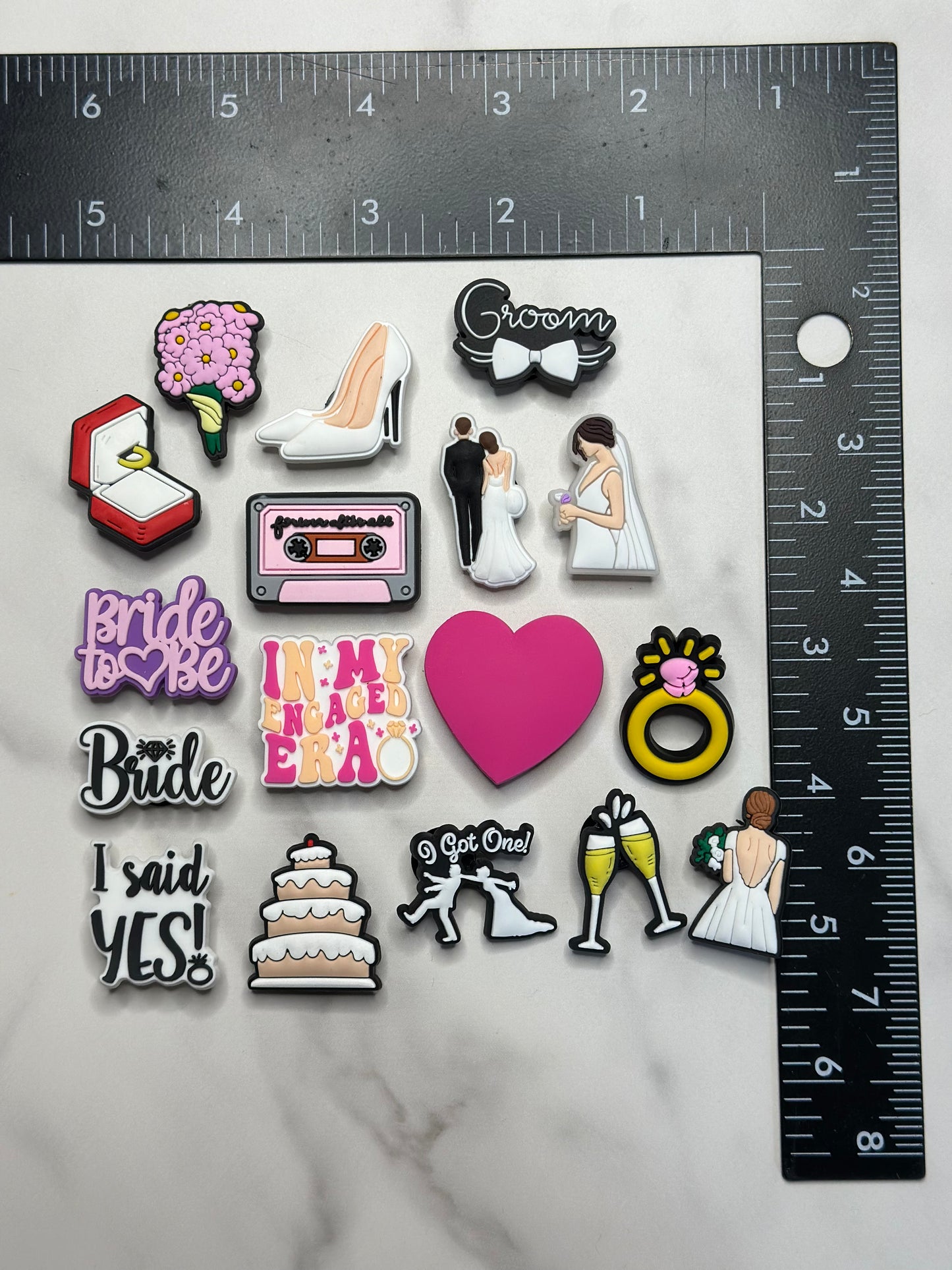 Wedding themed charms for Crocs, Croc compatible bride charms, love themed shoe charms