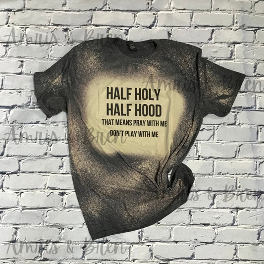 Women&#39;s Unisex sizing half hood half holy bleached t shirt, Most popular shirts, Best Birthday Gifts, Unique Shirts