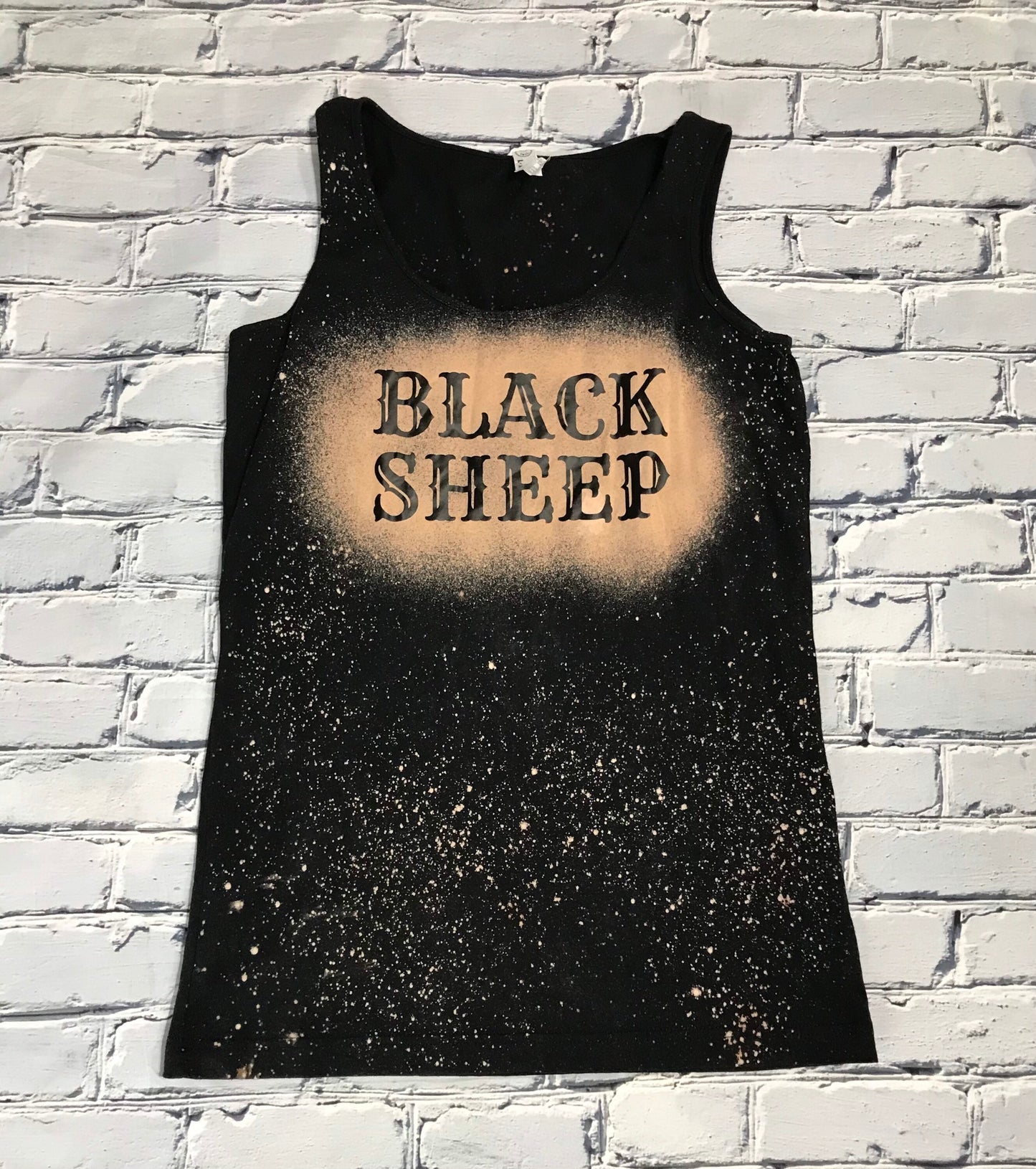 Women&#39;s black distressed and bleached tank top, Women&#39;s size large black sheep tank top, Perfect gift for the black sheep of the family