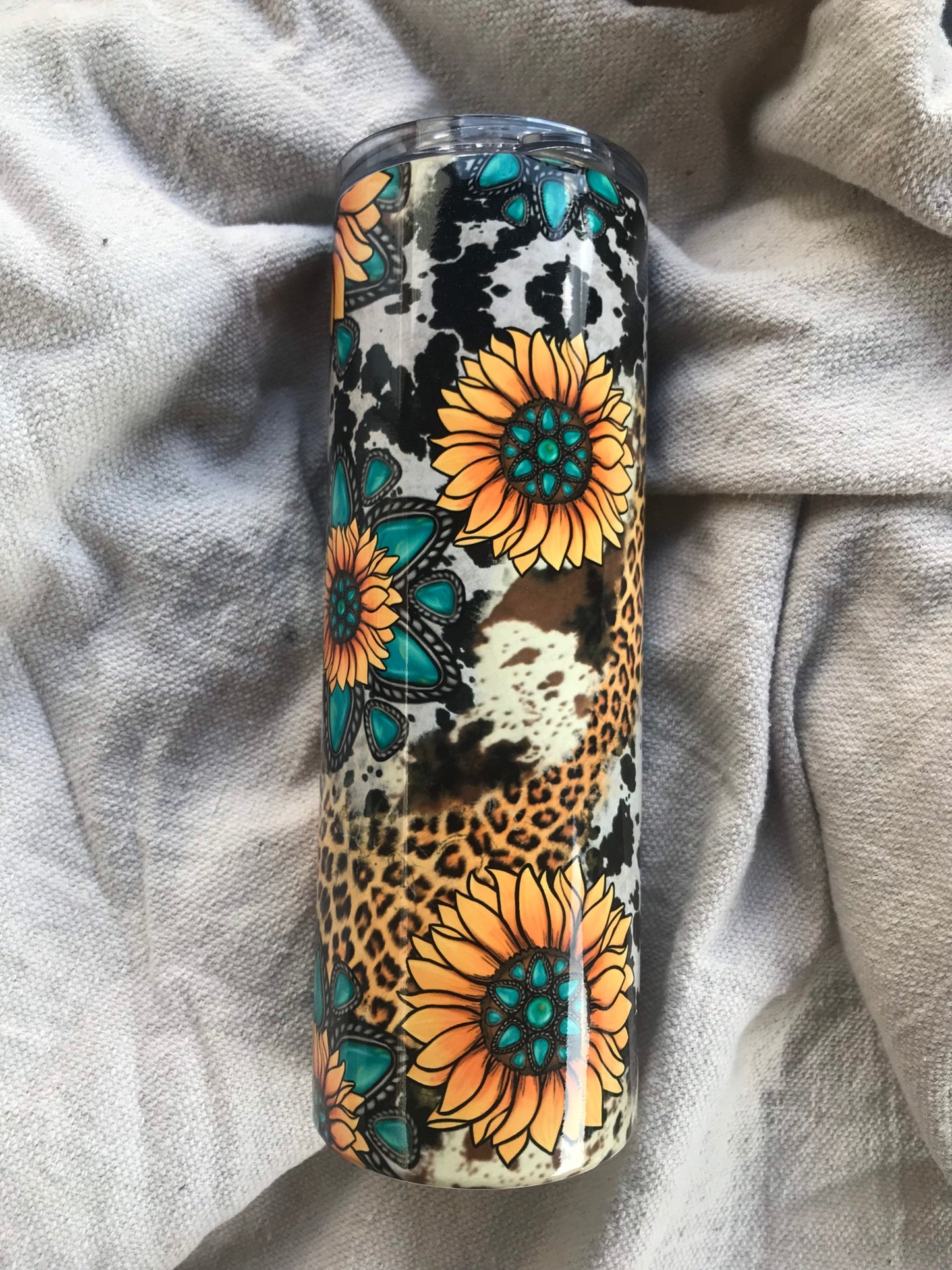 Cute Sunflowers with leopard and cow print stainless steel 20oz tumbler, Custom sublimation tumbler, most popular gifts for tumbler designs