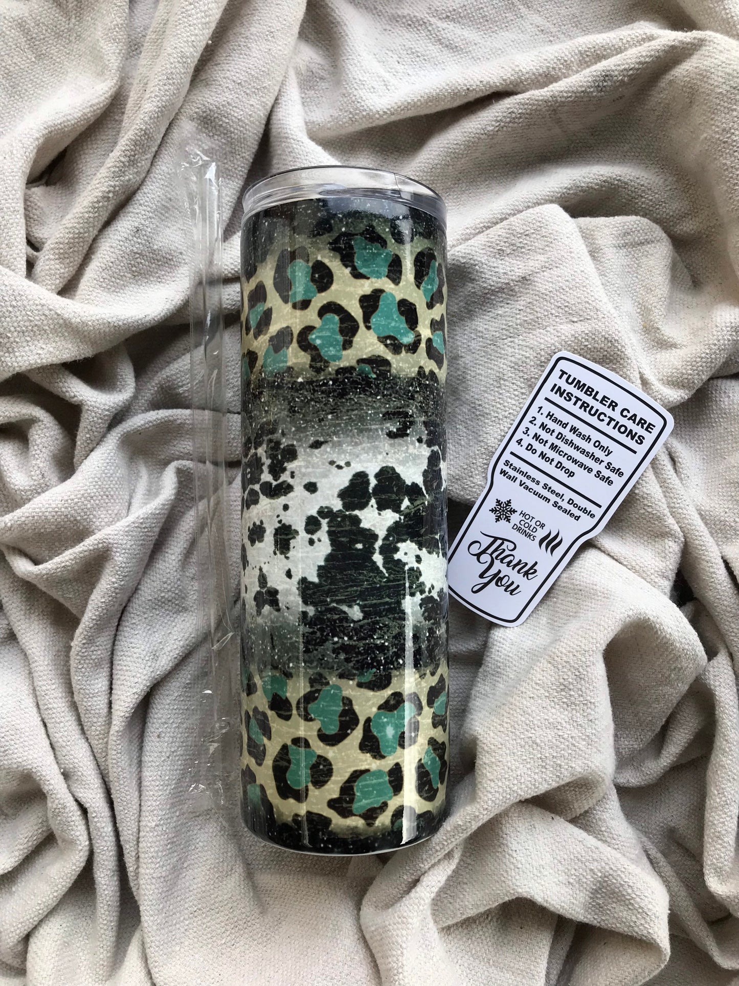 Leopard and cow print 20 oz stainless steel tumbler