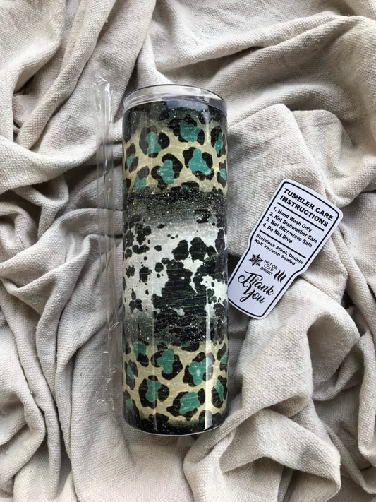 Leopard and cow print 20 oz stainless steel tumbler