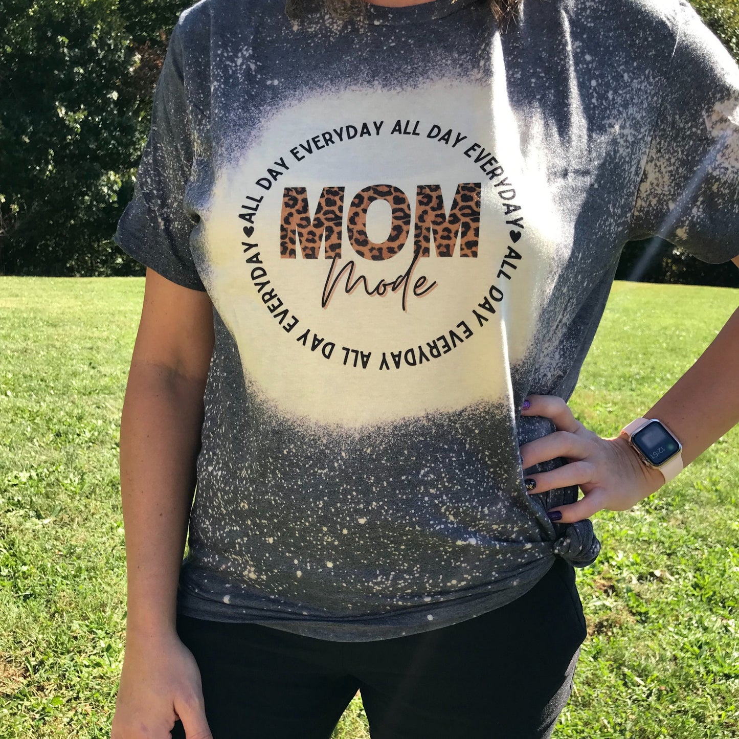 Mom mode all day every day Women’s unisex sizing bleached sublimation shirt, gifts for moms, cute mom shirts