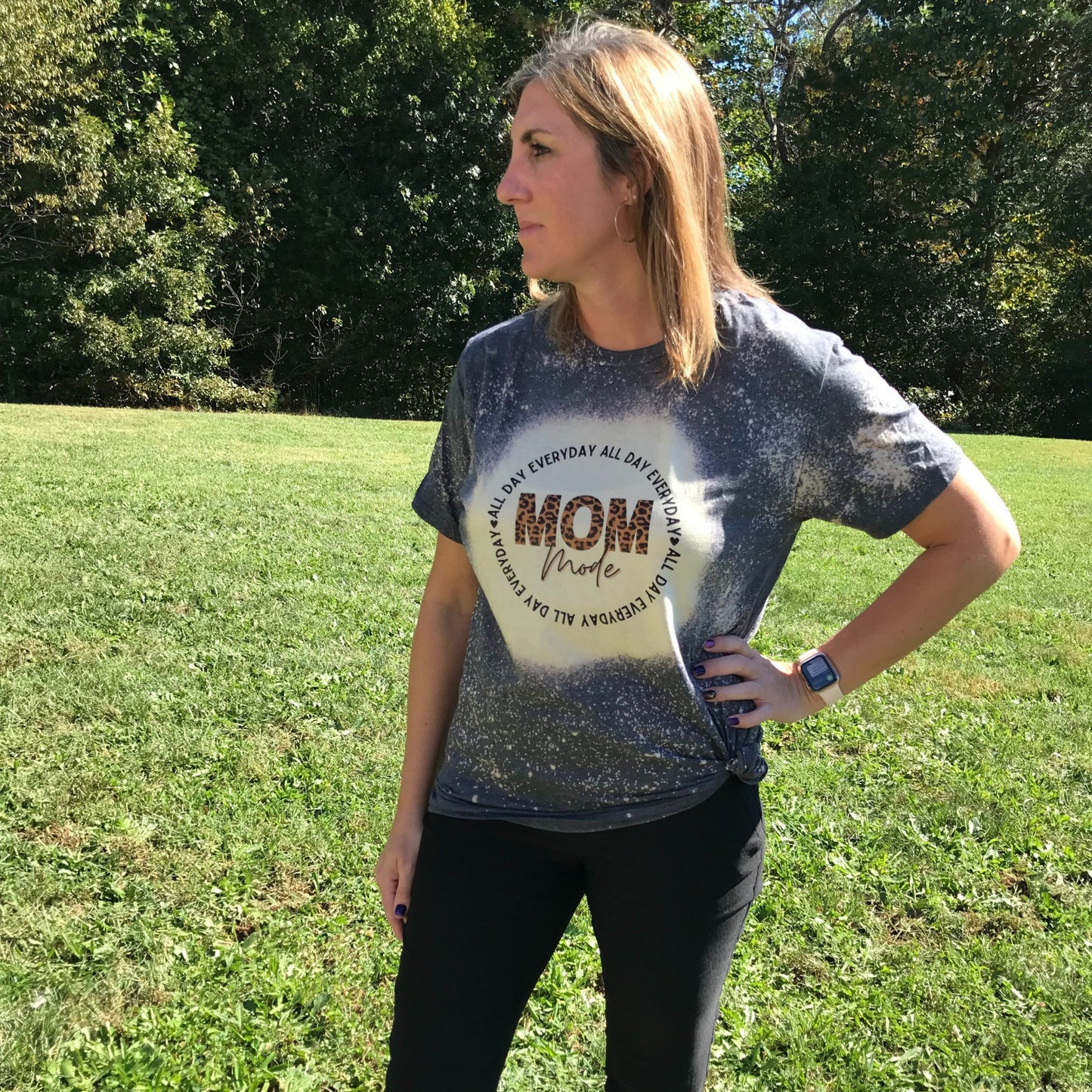 Mom mode all day every day Women’s unisex sizing bleached sublimation shirt, gifts for moms, cute mom shirts