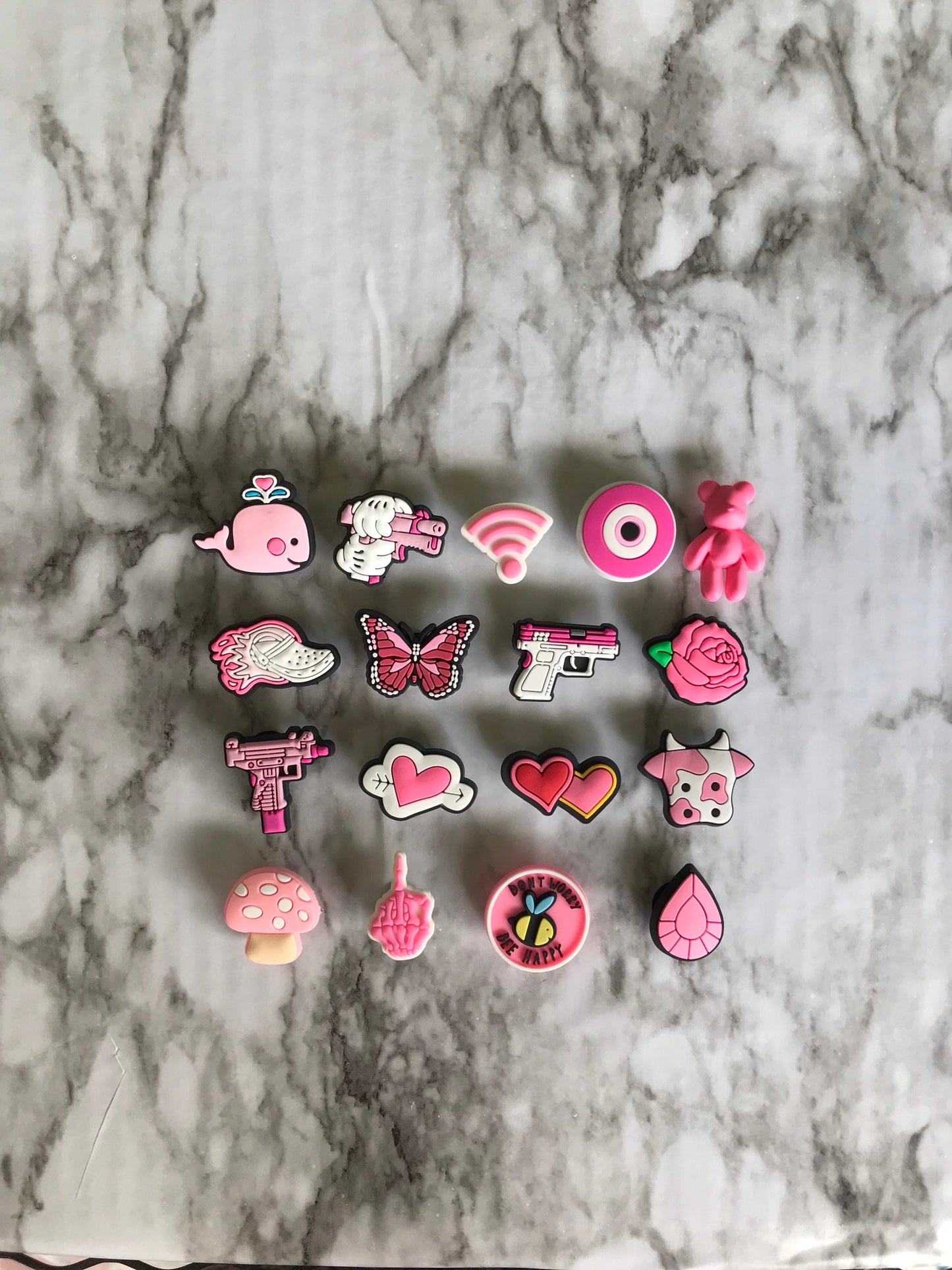 New trending Pink and white croc compatible shoe charms, clog charms, pink evil eye charm, shoe decoration, plastic shoe charms for crocs