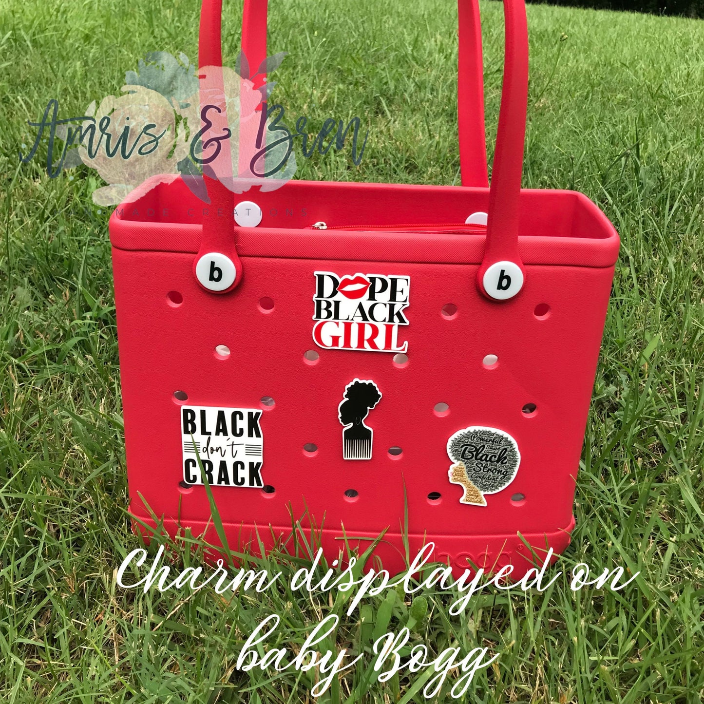 Dope black girl purse charms for your Bogg bag, Original and baby Bogg bag compatible hard acrylic purse charms, cute purse charms