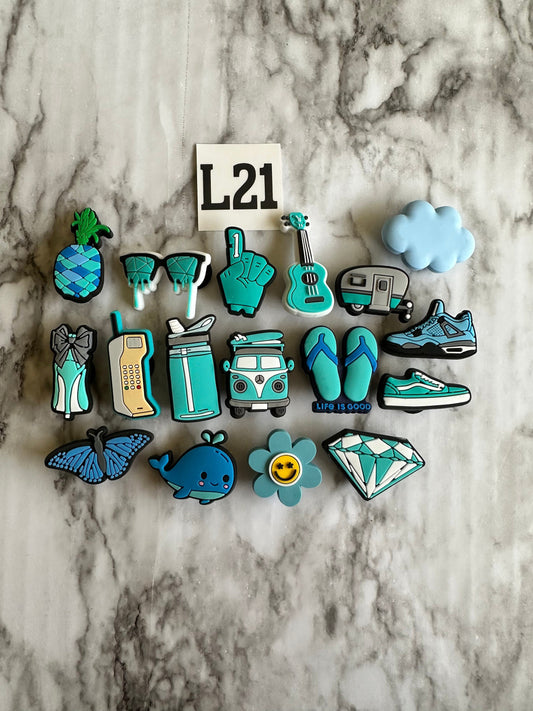 Blue shoe charms, blue themed charms for crocs, diamond charms for crocs, turquoise clog charms, teal shoe charms, heel charms, cute charms