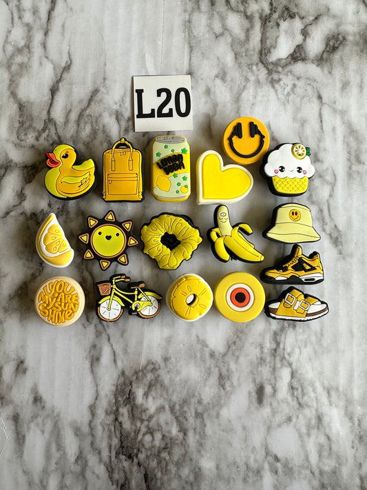 Yellow shoe charms, Croc compatible charms, shoe charms for Crocs, smiley face shoe charms, banana charm, new shoe charms, popular charms