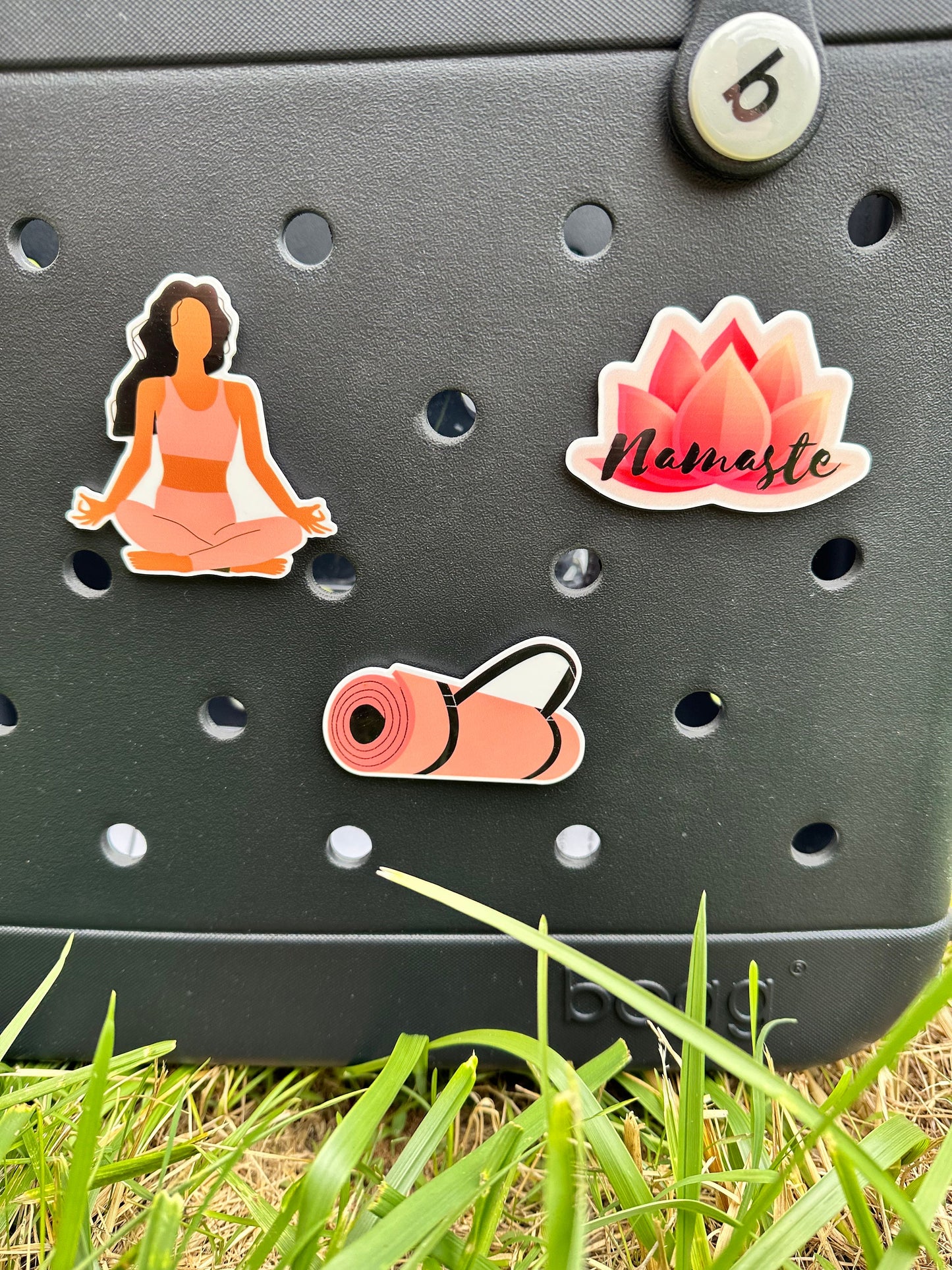 Yoga themed charms for Bogg bag, Bogg compatible purse charms, beach tote accessories for Original Bogg, baby bogg compatible