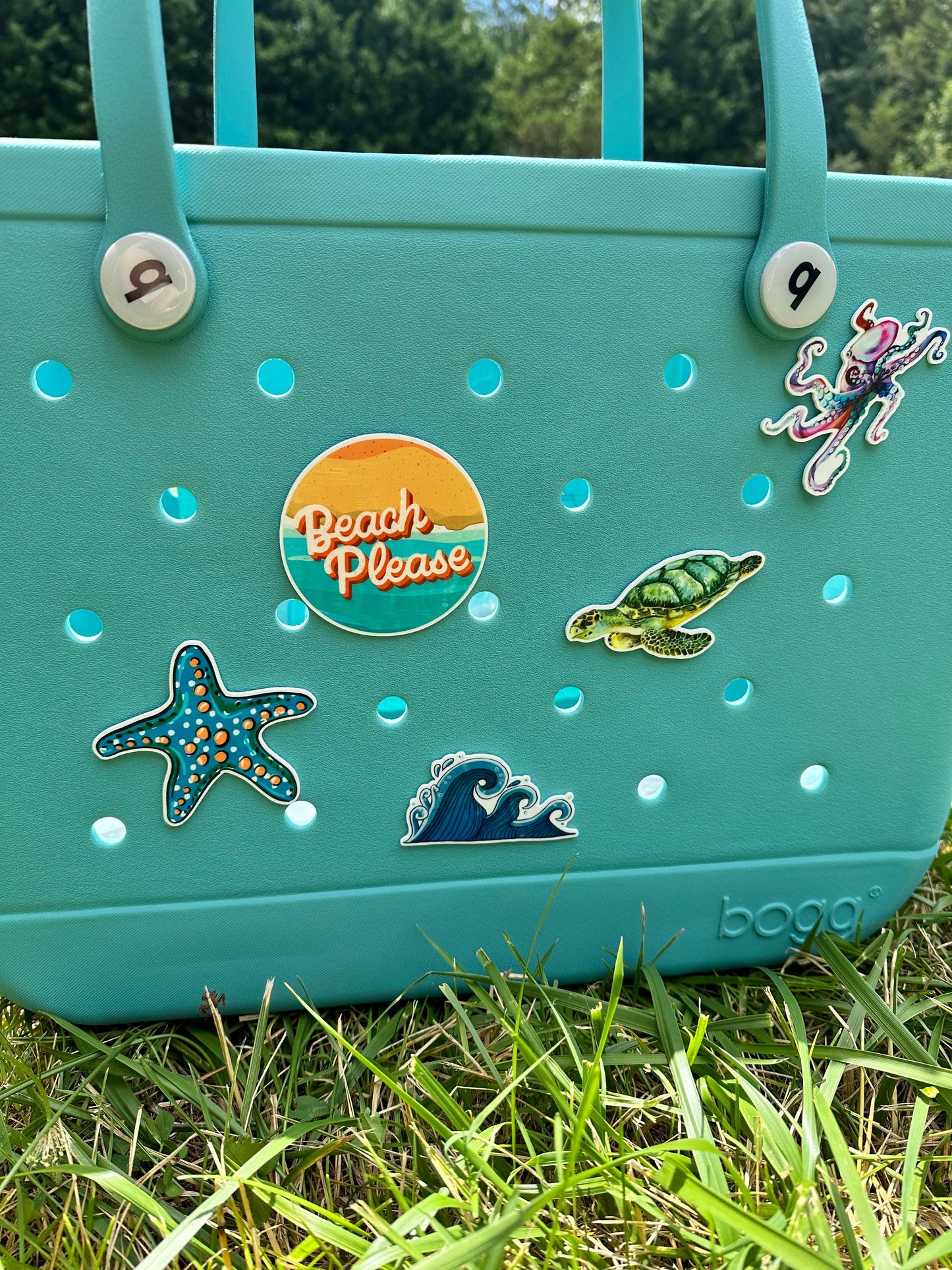 Beach themed Bogg compatible charms, summer beach charms for your bogg bag, bogg compatible tote charms