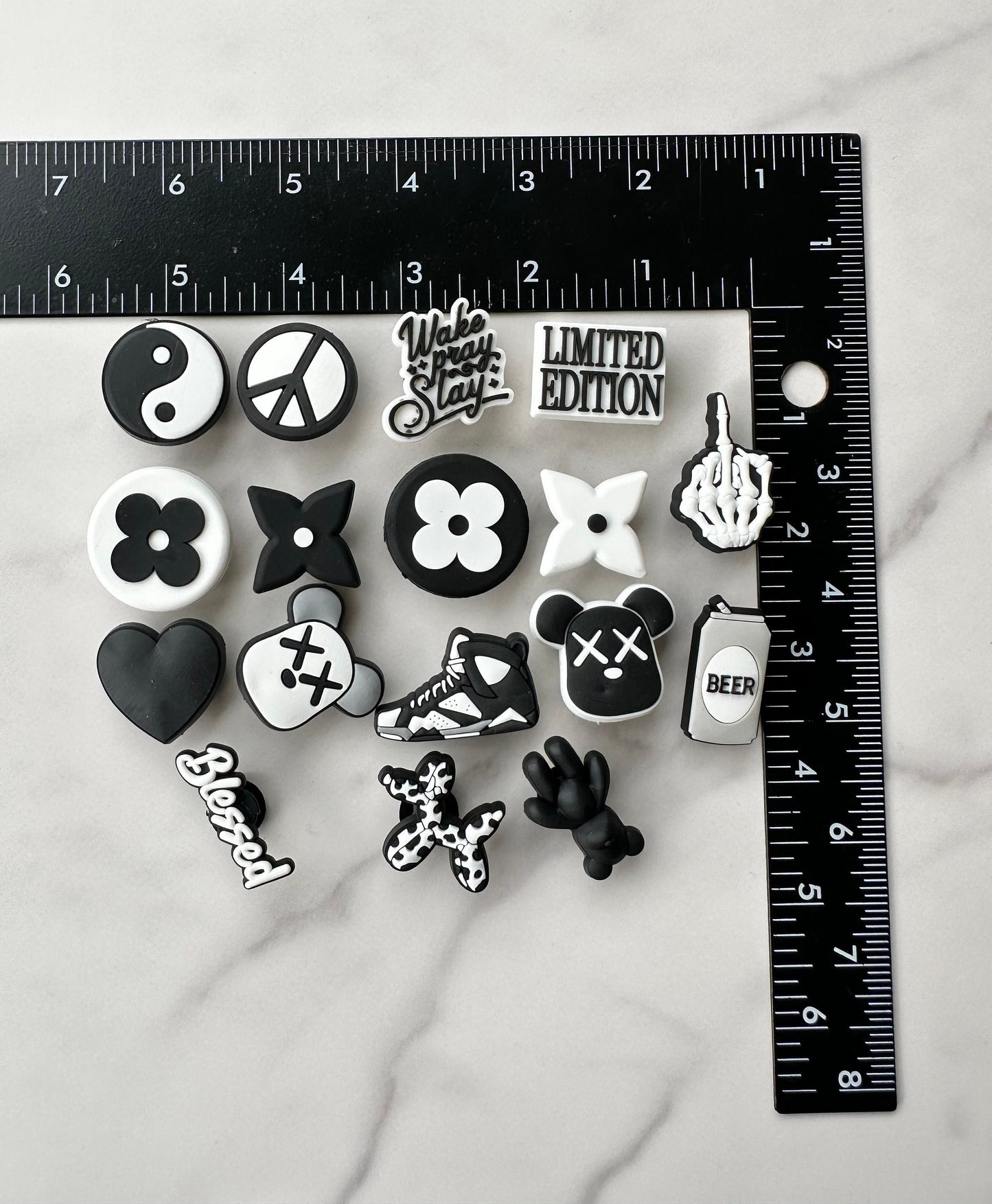 BLACK AND WHITE Croc compatible clog charms, Charms for your crocs, Shoe charms for crocs, clog charms