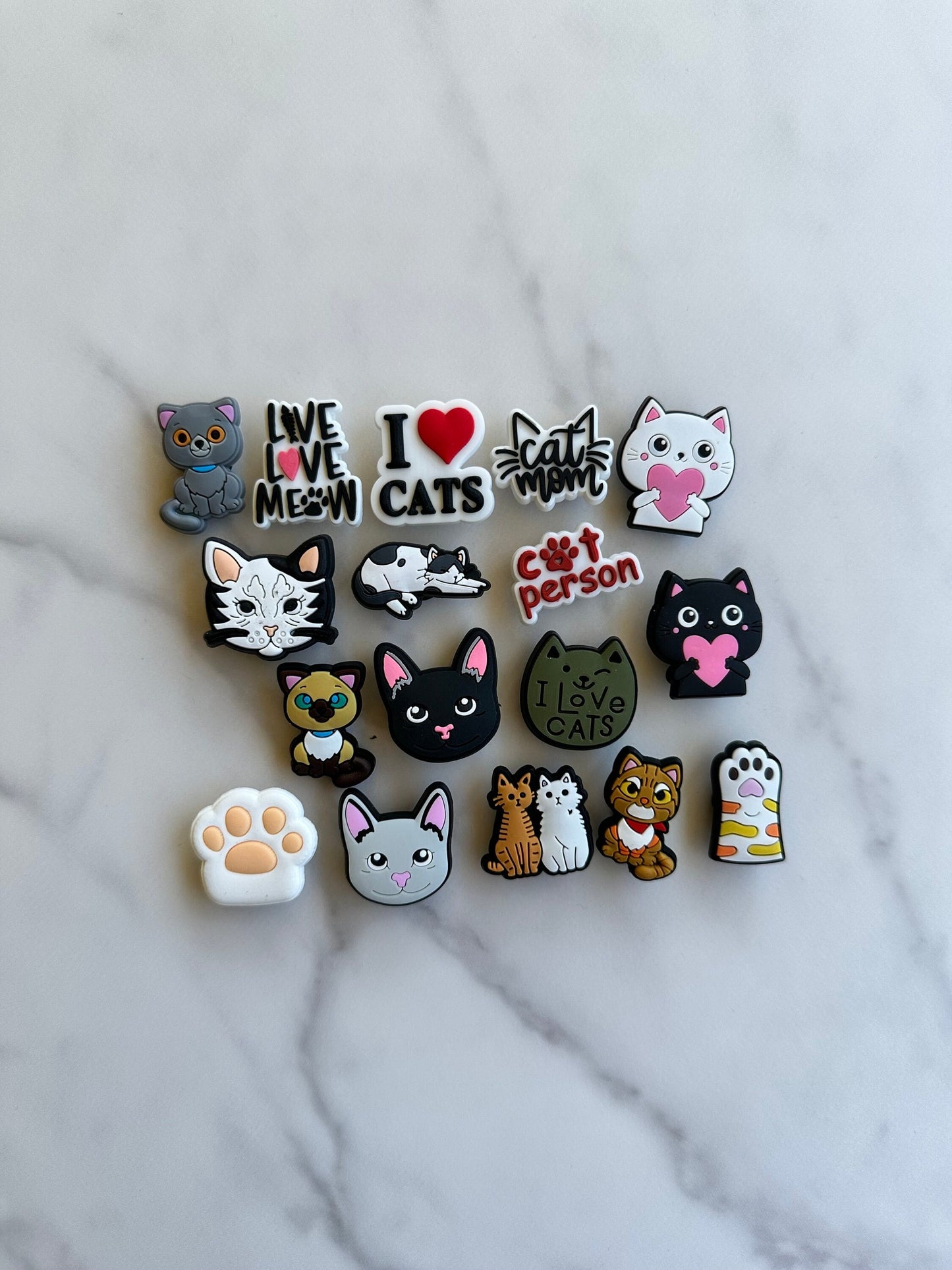 Cat mom shoe charms for your crocs, cat lover croc compatible shoe charms, kitten themed clog compatible charms, cat charms, cat lover, cats