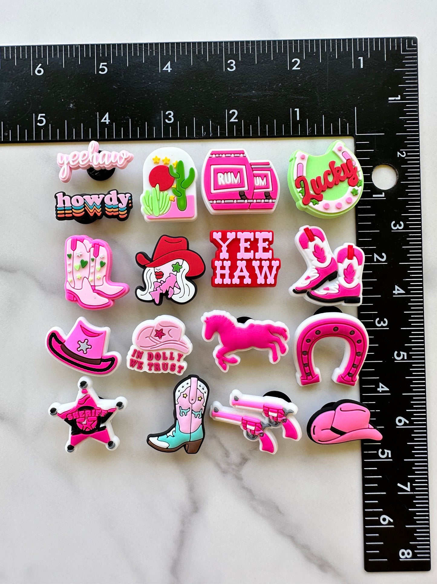 New pink cowgirl clog compatible western shoe charms, popular country themed charms for your crocs, croc compatible horse charms