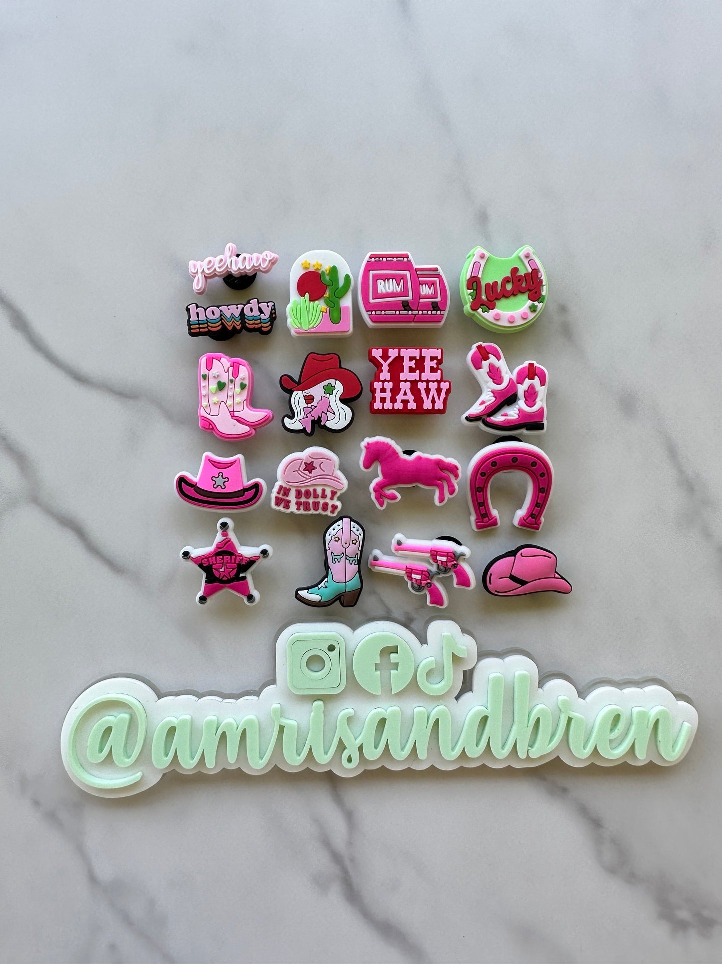 New pink cowgirl clog compatible western shoe charms, popular country themed charms for your crocs, croc compatible horse charms