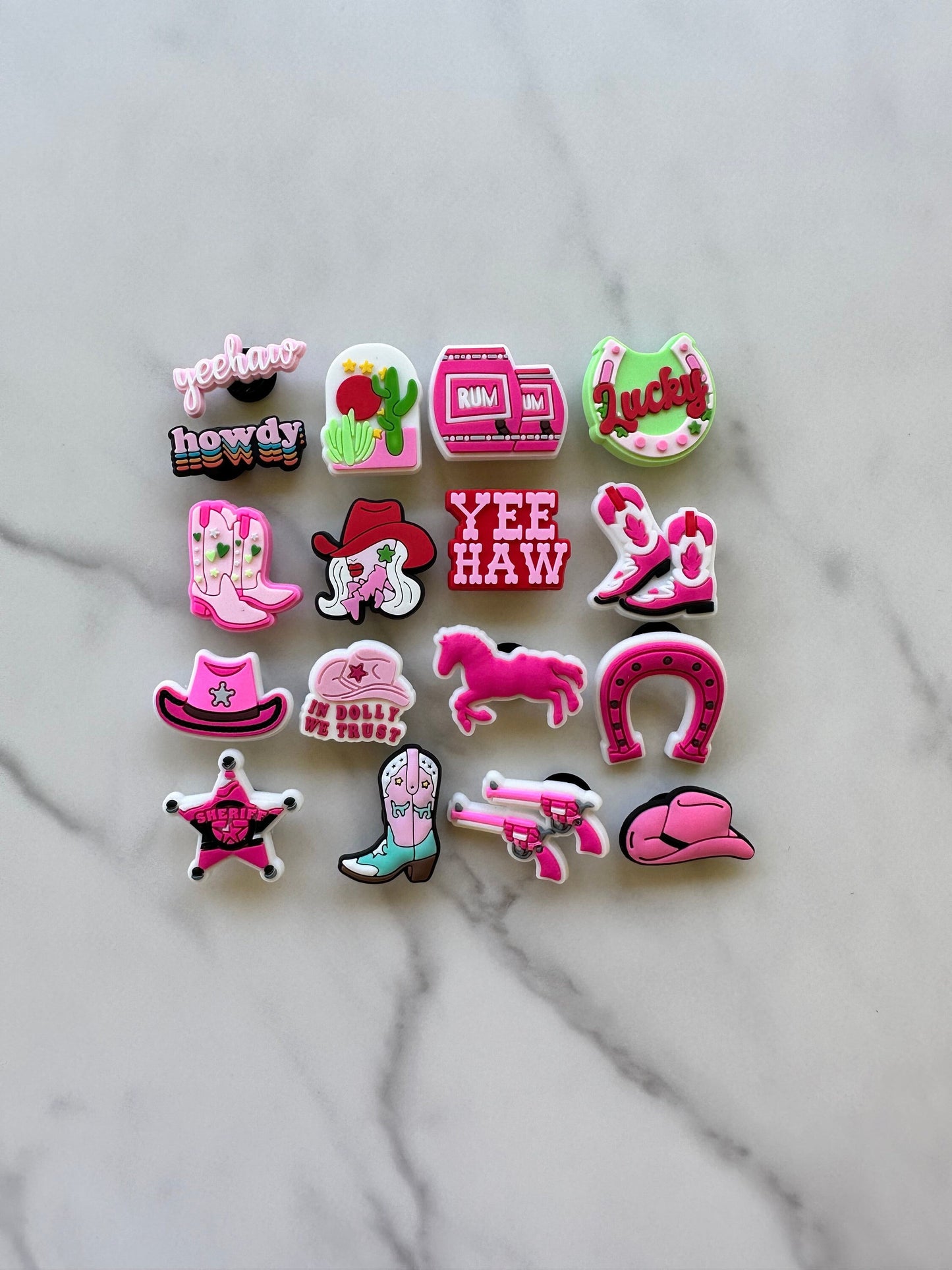 New pink cowgirl clog compatible western shoe charms, popular country themed charms for your crocs, croc compatible horse charms