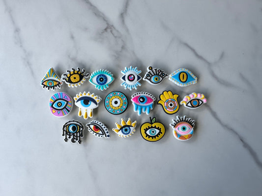 New popular evil eye protection charms for your crocs, clog compatible shoe charms, hamsa shoe charms, eye charms, croc compatible charms