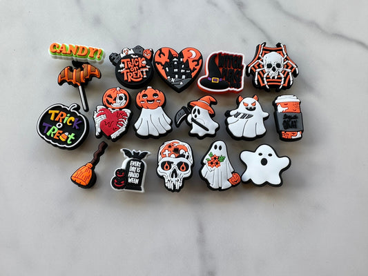 New Halloween themed shoe charms for your Crocs, Croc compatible charms, clog charms, pumpkin charms, fall charms