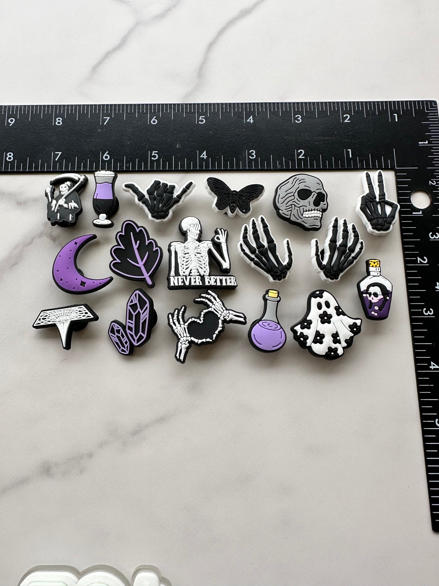 New witchy themed shoe charms for your crocs, croc compatible potion charms, SKELTETON shoe charms, GHOST CHARMS