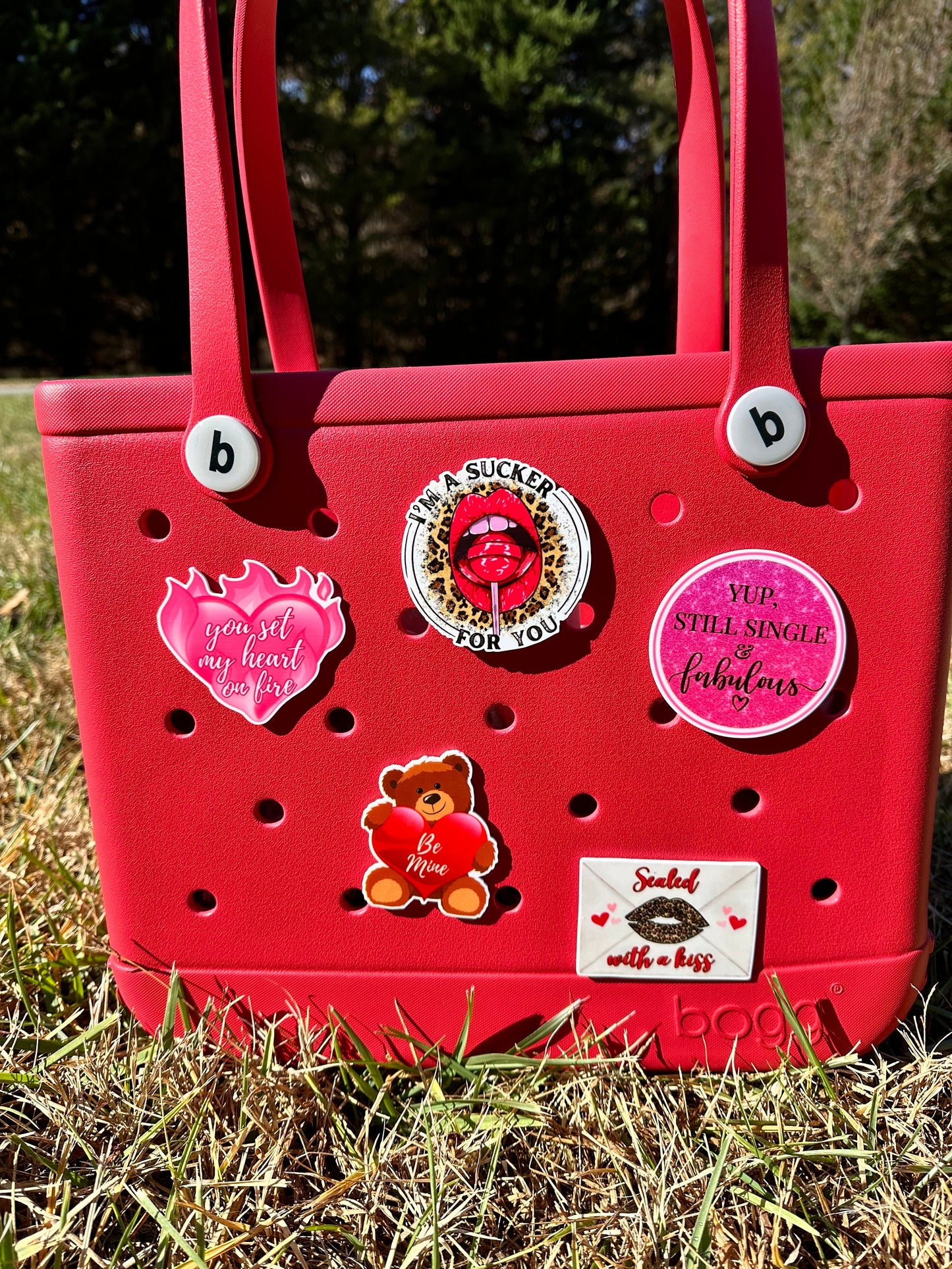 Bogg compatible VALENTINES DAY themed acrylic charms, love themed charms for Bogg Bag, Bogg bag decor im a sucker for you