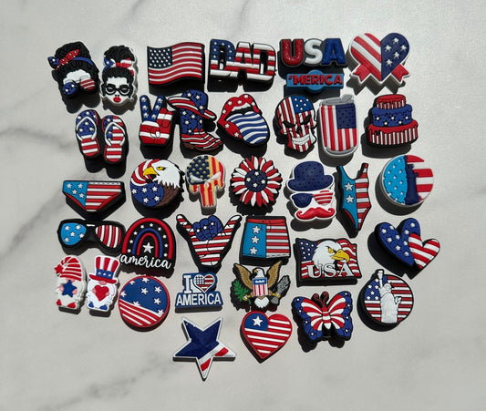 PATRIOTIC THEMED CHARMS,New Trending Shoe Charms For Croc Lovers, Croc Compatible Shoe Charms, Popular Shoe Charms, Clog Compatible charms,