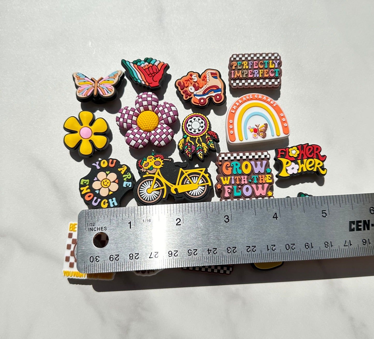 70&#39;s themed charms for your crocs, croc compatible flower power charm-LISTING#165