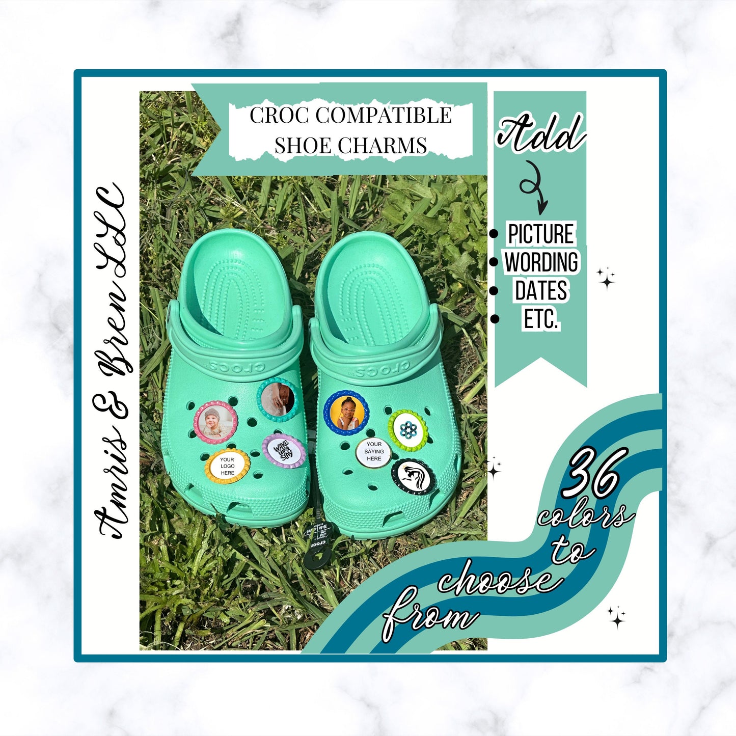 Customizable picture shoe charm, custom Croc Compatible shoe charm, Perfect gift for Croc lovers, Logo or Font of your Choice in charm