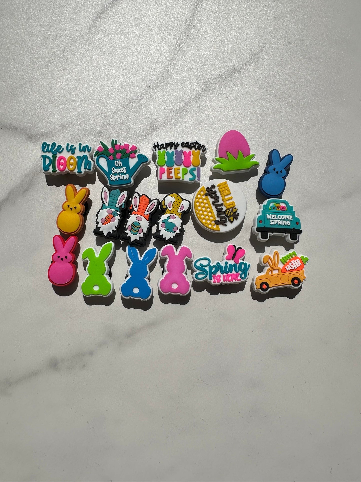 New popular spring shoe charms for your crocs, trending croc compatible Easter charms , spring themed charms